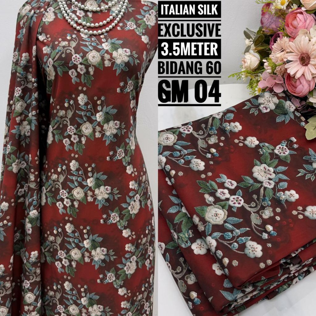 PRE ORDER/KAIN PASANG ITALIAN SILK UNTUK SET KURUNG WANITA/IMPORT MALAYSIA