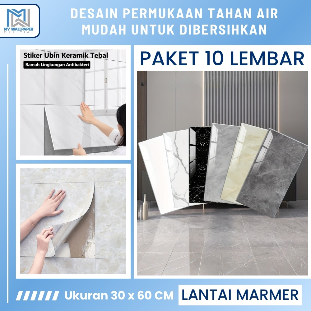 Wallpaper dinding VINYL Marble 30 x 60 cm / Lantai Vinyl Marbel Granit / Stiker Cabinet Marbel