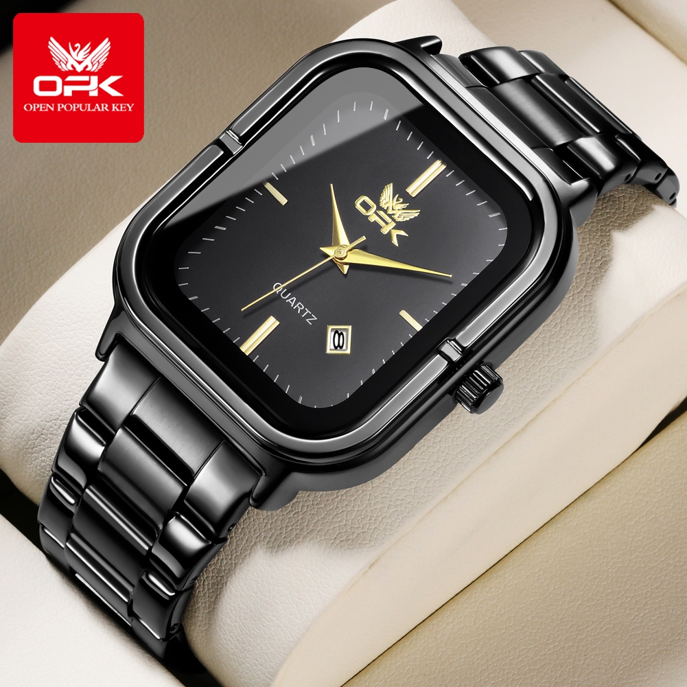 OPK Jam Tangan Pria Original Anti Air Keren Terbaru Mewah Hitam Steel Fashion Watch Men