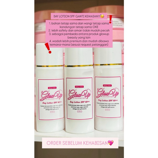 Day Lotion Whitening SPF 60++ GlowUp Beauty || Ampuh untuk melindungi kulit yang berperawatan HB Pem