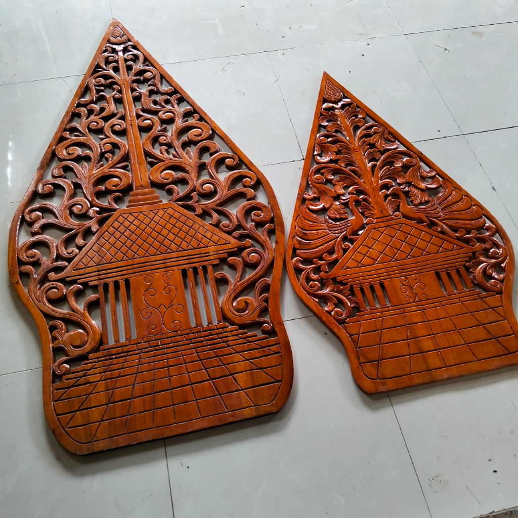 Ukiran Gunungan Dekorasi Gunungan Wayang Backdrop gunungan Ukir Kayu Jati