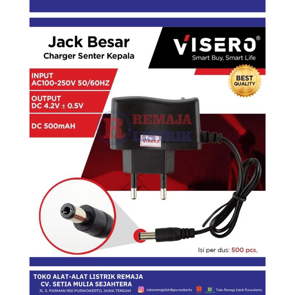 CHARGER SENTER KEPALA BULAT BESAR UNIVERSAL VISERO
