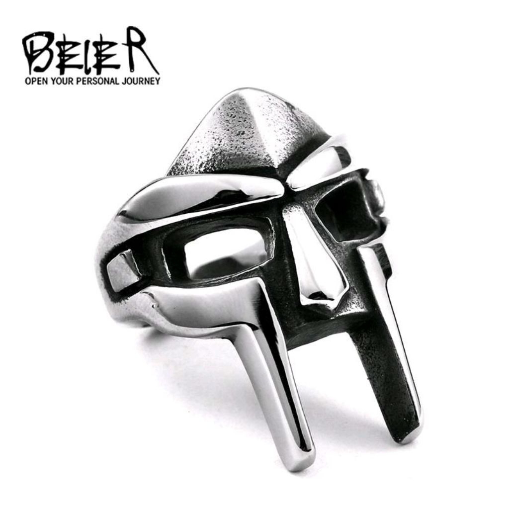 Cincin Topeng Mf Doom Premium / Cincin Motif Topeng Mf Doom Kualitas Premium / Cincin Pria Silver Ga