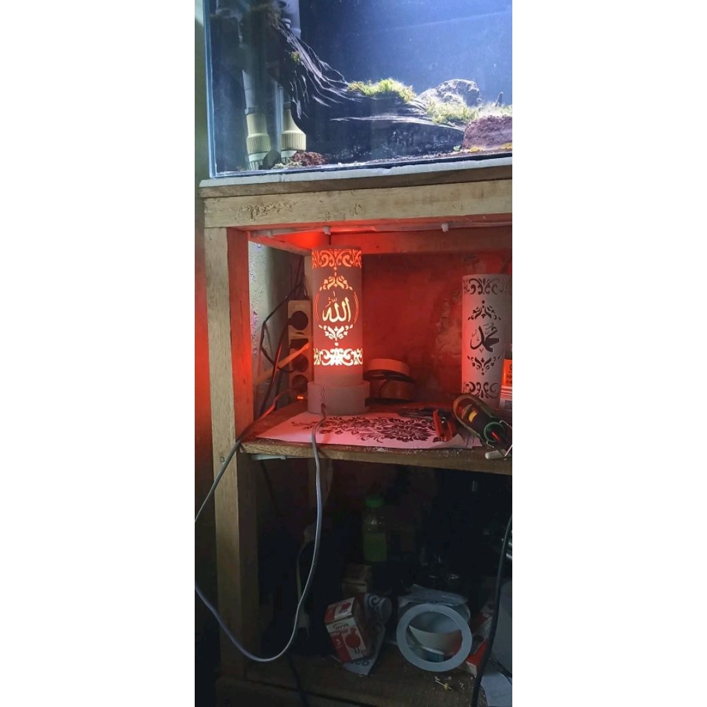 Lampu Hias Kaligrafi Logo Allah dan Muhammad / Lampu Dinding Gantung Kaligrafi