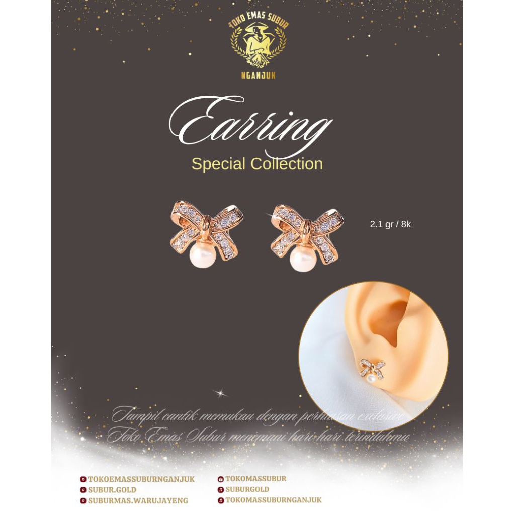 anting tusuk model pita