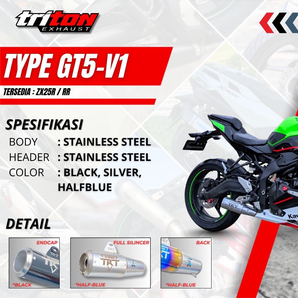 Knalpot ZX25R Old ZX25R New Fullsystem Header Biru Original Triton Type Gt-5 Free Peredam