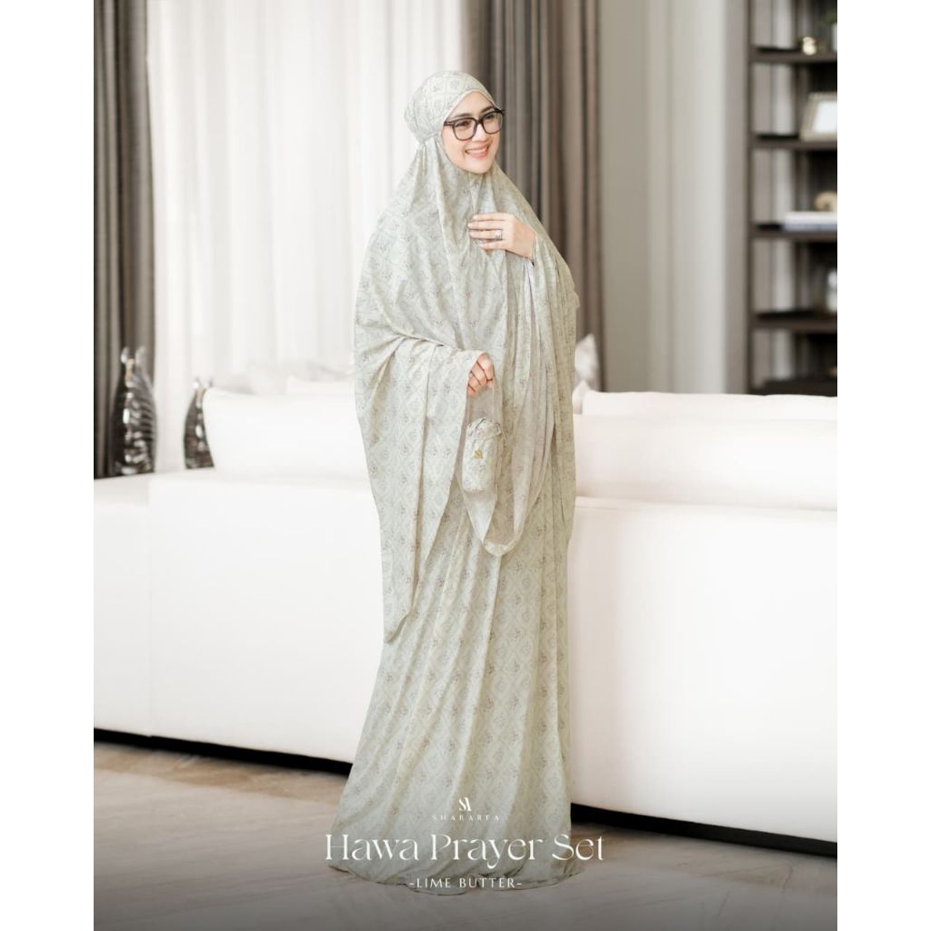 MUKENA TRAVEL HAWA PRAYER SET ( Mukena, Pouch, Sajadah mini) Original by shararea
