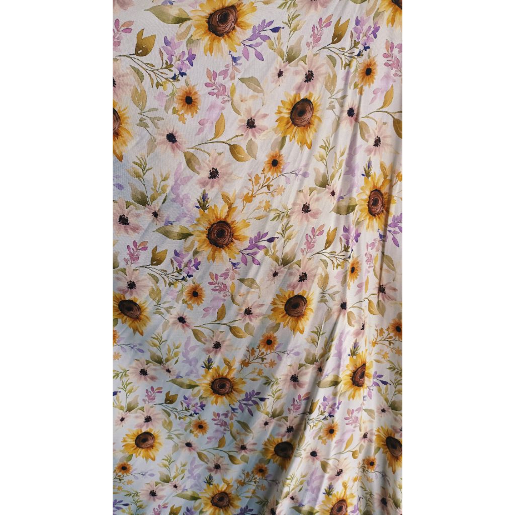 Kain Rayon Digital Printing Motif Bunga Matahari