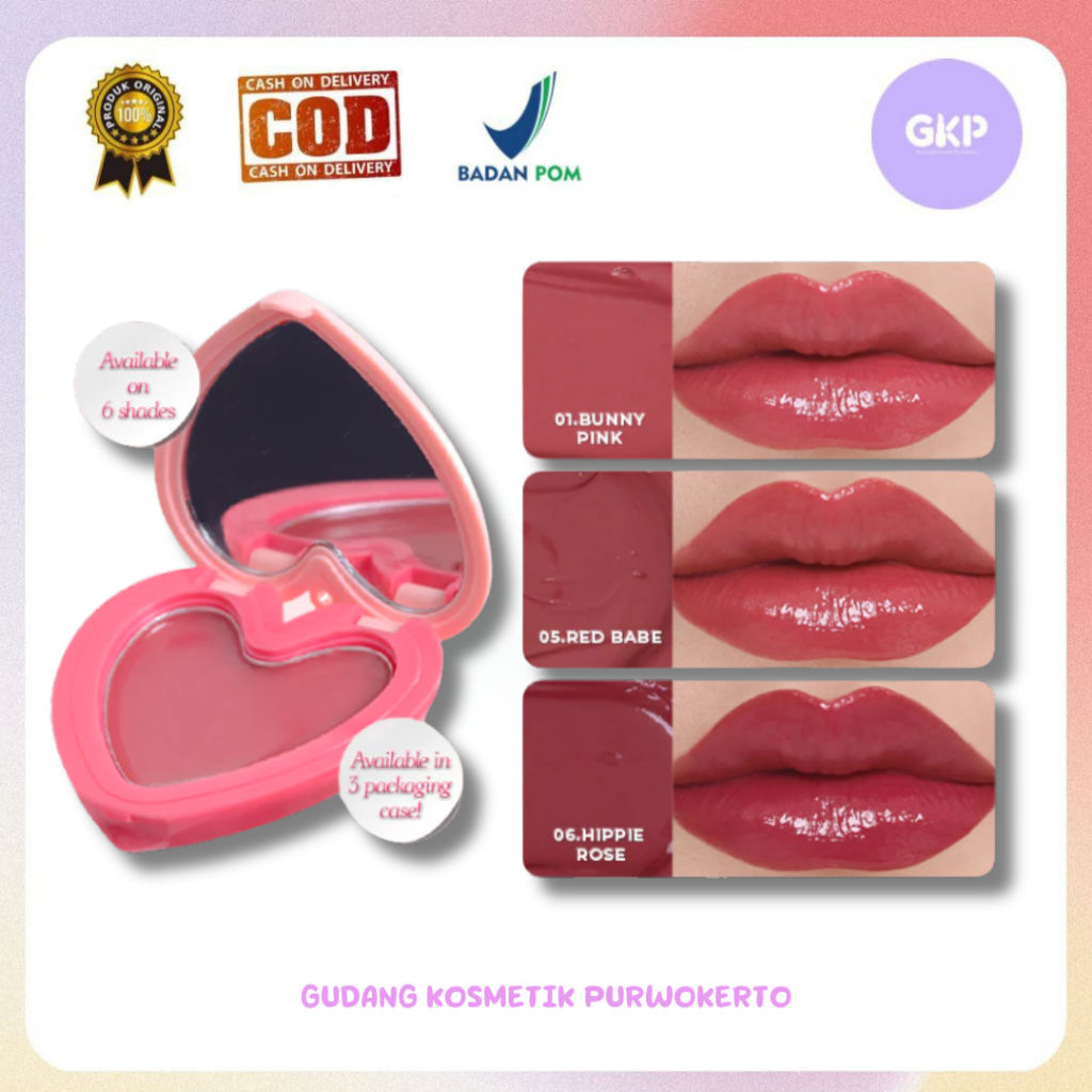 Raecca Tinted Jelly Balm Lip Balm Finish Mengkilap dan Warna Tahan Lama