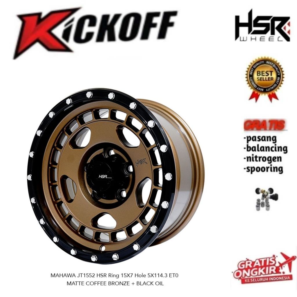 Velg Mobil Offroad Ring 15 PCD 5X114,3 HSR MAHAWA JT1552