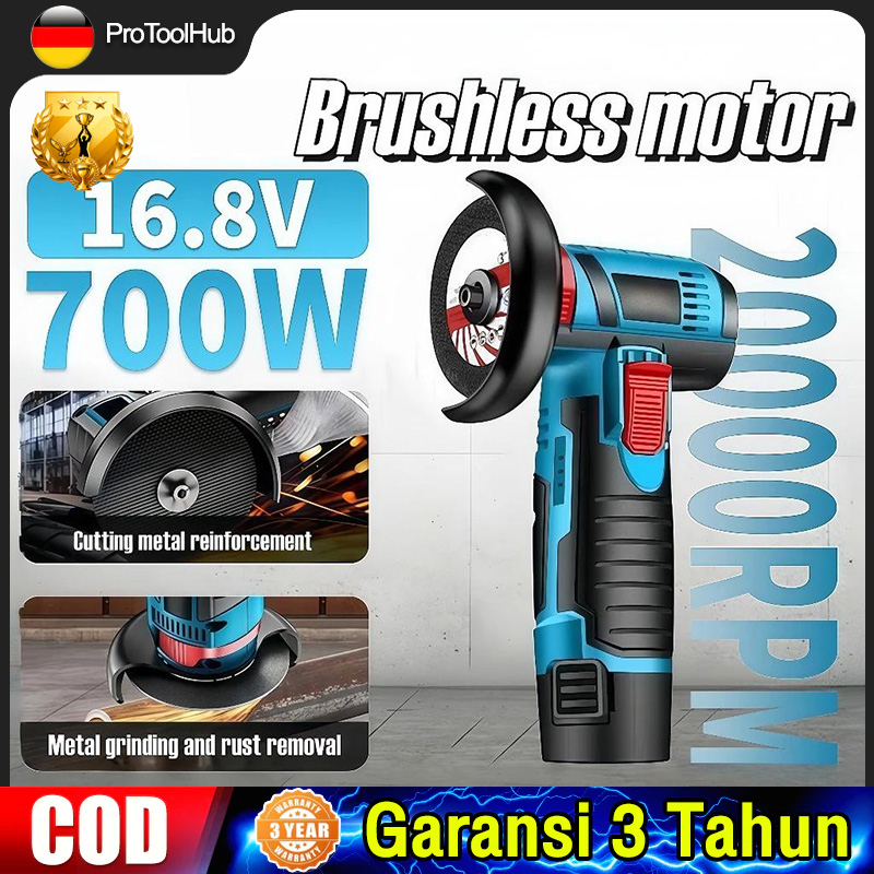 Brushless Gerinda Angle Grinder Cordless Mini Mesin Gerinda Tangan Elektrik Gerinda Baterai Portable