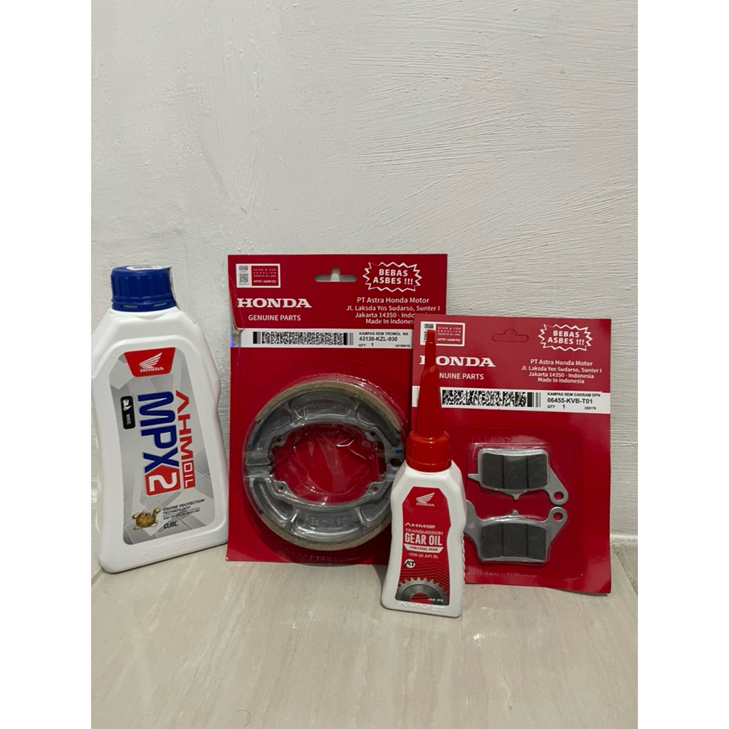 Paket Oli Mpx 2+oli Gardan+ Kampas Depan belakang Beat,scoopy,vario 110,125,150 KZL+KVB