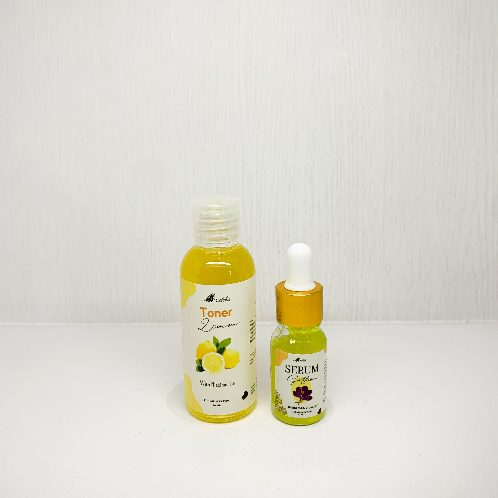 Toner Pelicin Lemon + Serum Glowing Saffron Mencerahkan Wajah