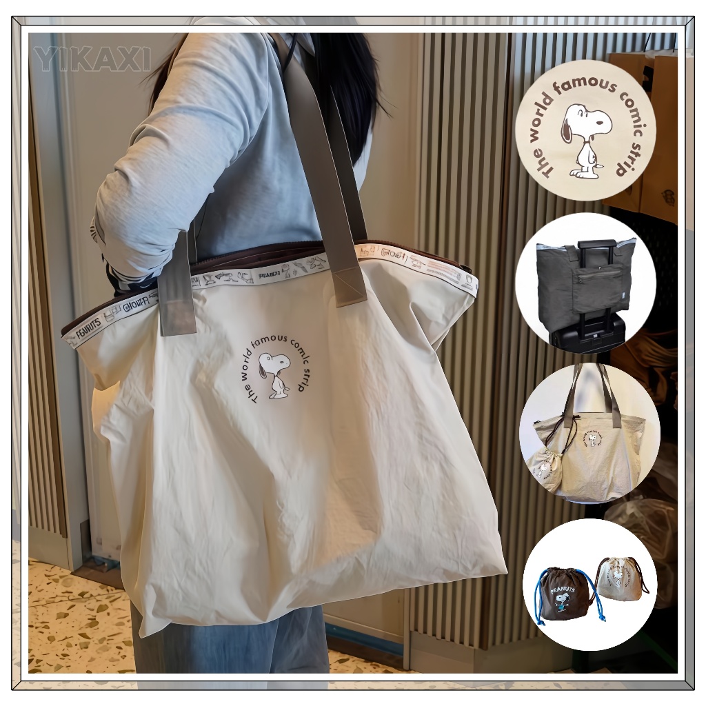 [COD] Lucu Snoopy Tas Perjalanan Lipat Dengan/Tas Travel Beritsleting Berkapasitas Besar/Tas Totebag