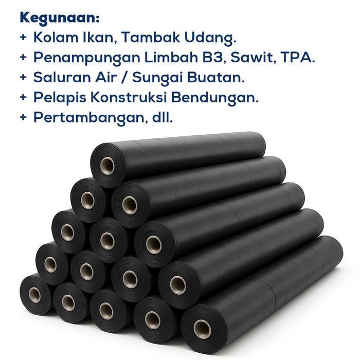 Plastik Geomembrane HDPE Hitam Tebal 0.5mm Size 6m x 50m