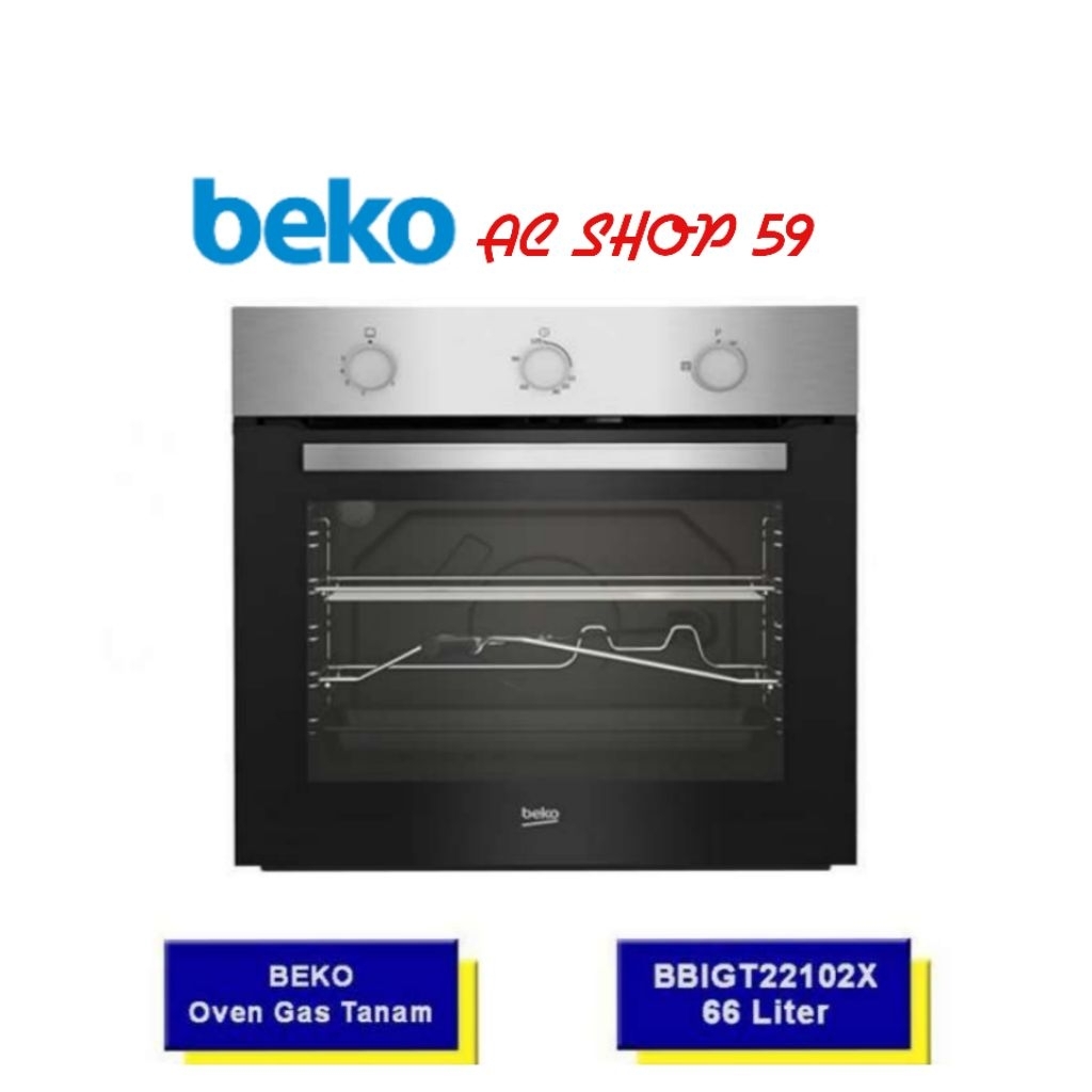 Oven Tanam Gas BEKO BBIGT22102X Built-in 66L Stainless Steel New