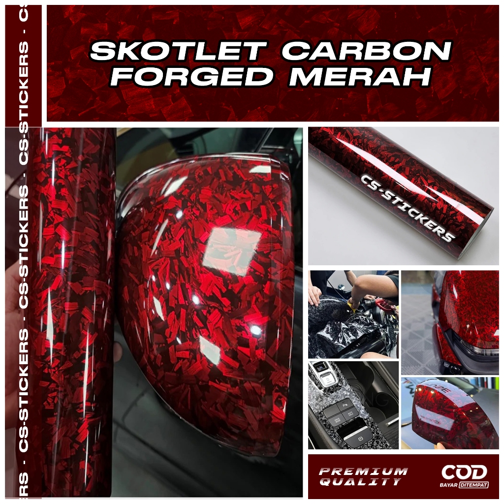 Skotlet Merah Karbon Forged Composite Sticker Carbon Pelindung Body Kualitas Premium Tahan Panas