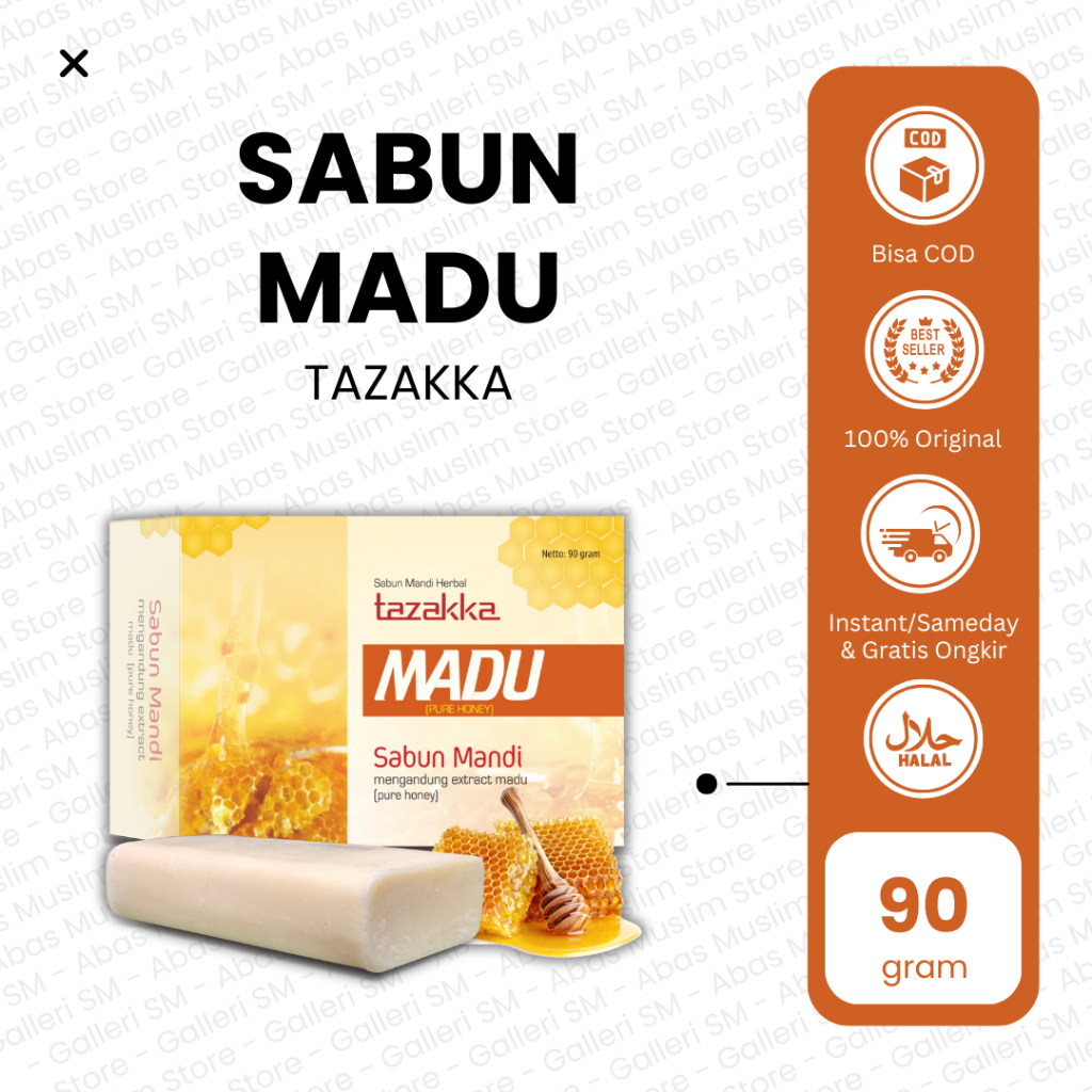 Sabun Madu Propolis Tazakka Pure Honey Soap Bar Pelembab Kulit Kering Badan Asli Original