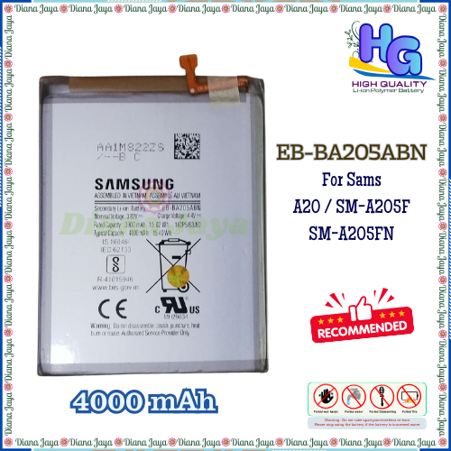 Baterai Samsung A20 SM-A205F / SM-A205FN / EB-BA205ABN ORI HG
