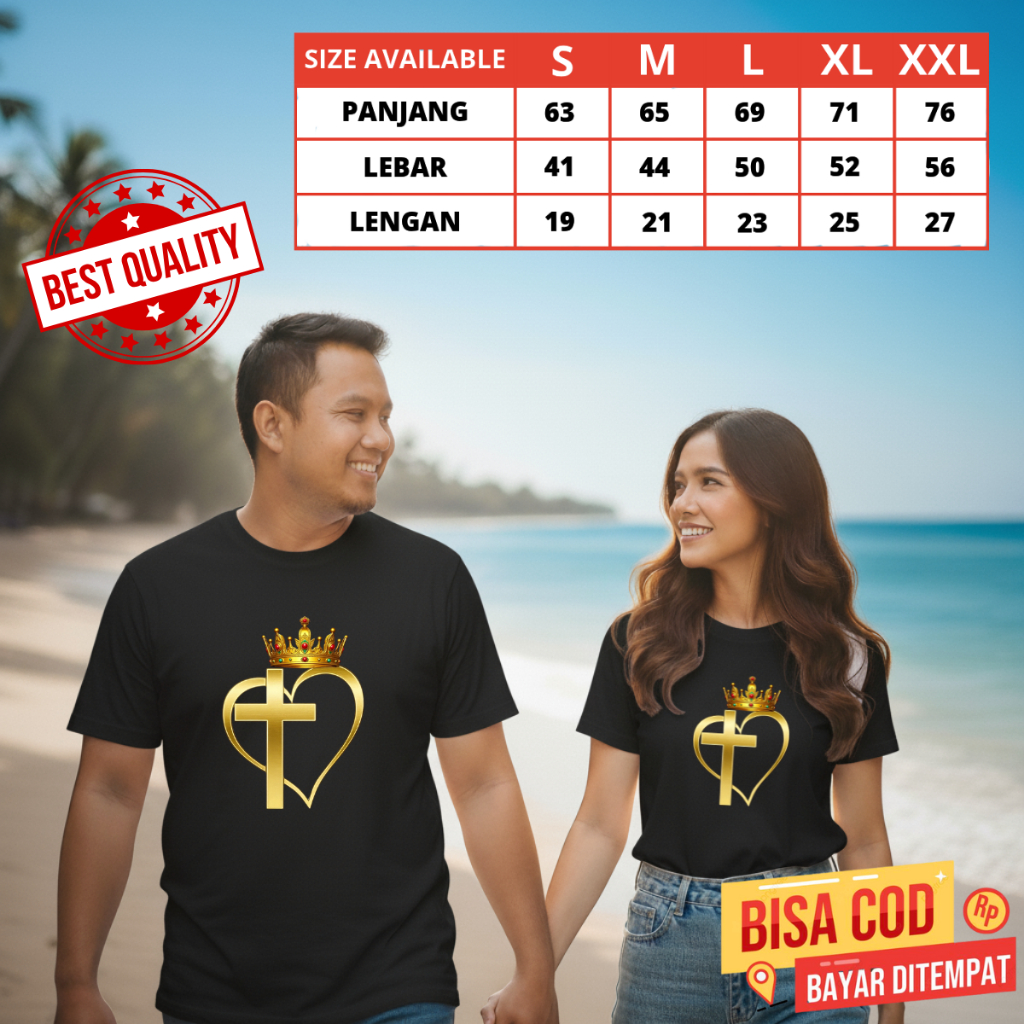 Kaos DIstro Rohani Desain Salib Love Gold II pria wanita Gratis Ongkir