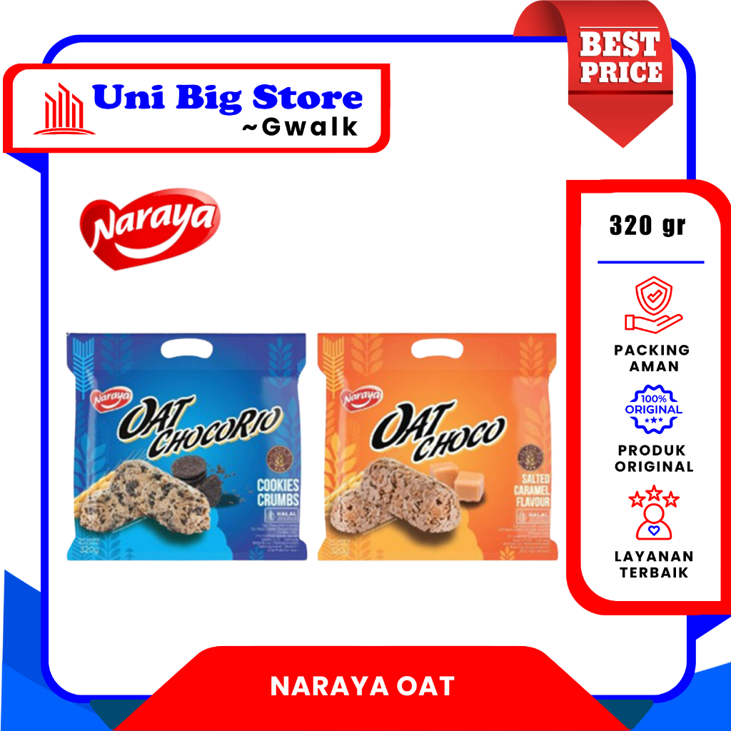 NARAYA OAT CHOCORIO COOKIES CRUMBS | CHOCO SALTED CARAMEL ~ 320 gr BAG