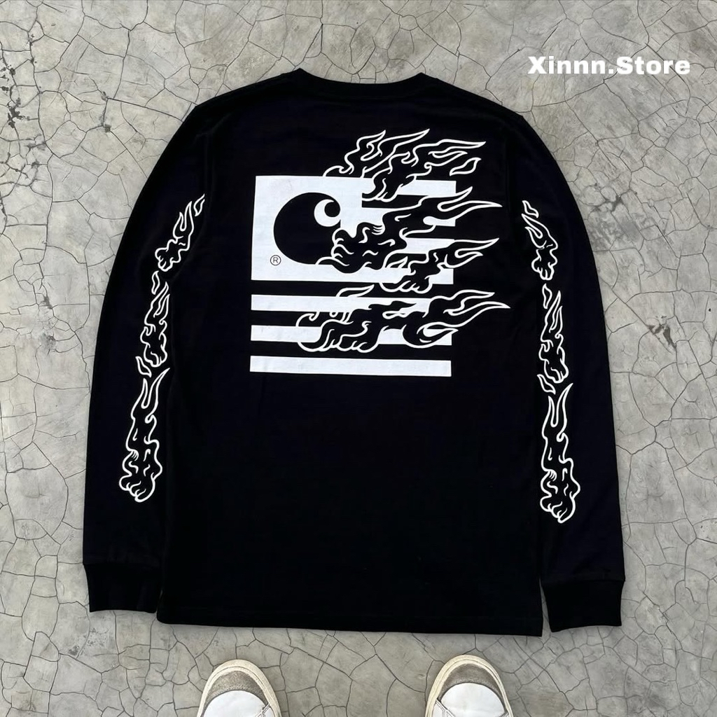 Kaos Lengan Panjang Charhatt State Flame Black High Quality