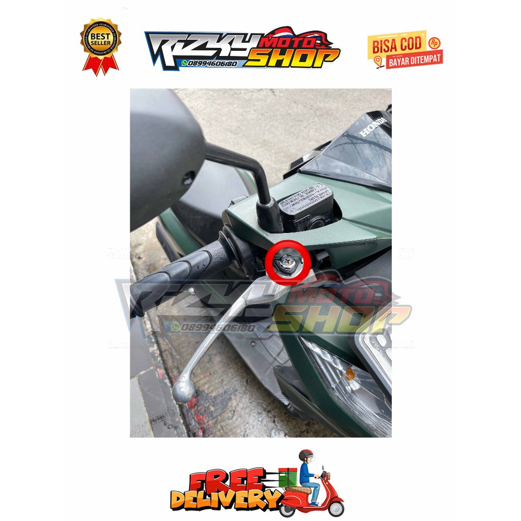 BAUT HANDLE KANAN ( 1 BAUT + 1 MUR ) MODEL SPIRAL GENIO BEAT DELUXE SCOOPY STREET NEW PRESTIGE TAHUN