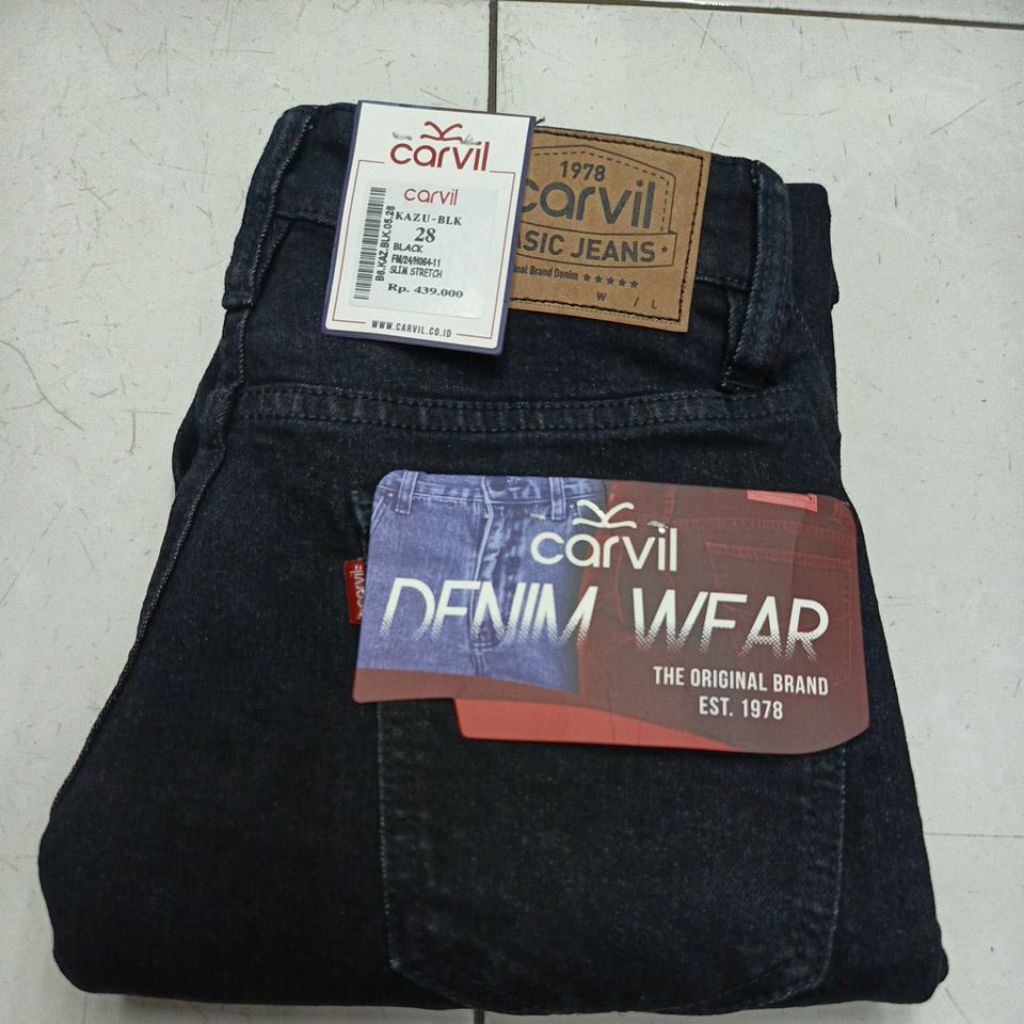 CARVIL CELANA JEANS SLIM STREATCH ORIGINAL PRIA/WANITA KAZU-BLK