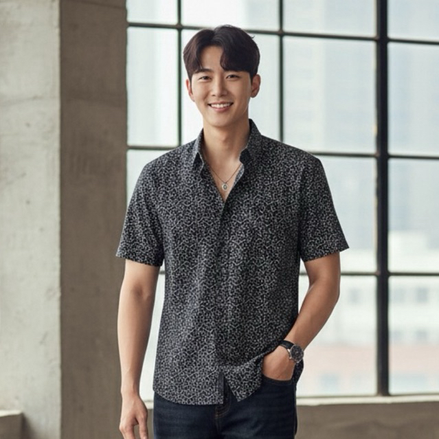 3NThree Kemeja Pria Tangan Pendek Motif Printing (KMJ40889)