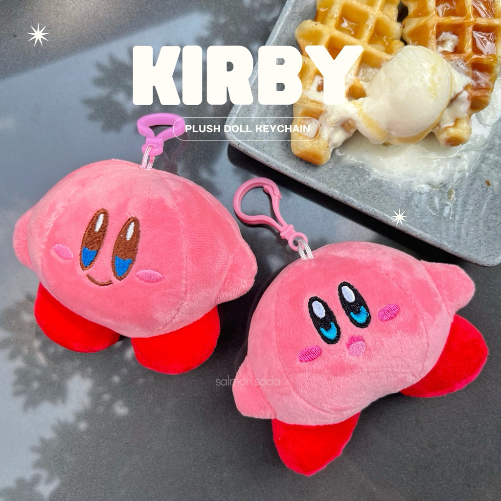 kirby plushie doll keychain • gantungan kunci plush boneka bag charm pendant squishy pink trinkets