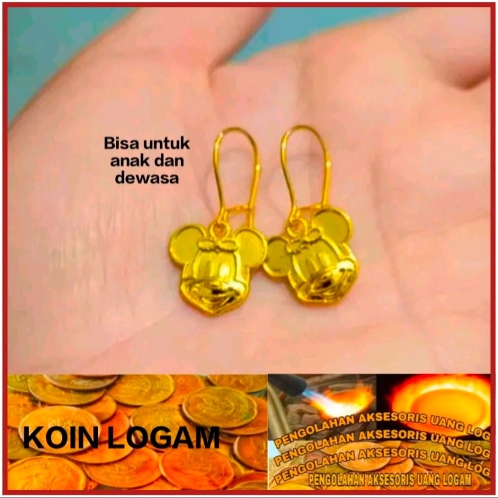 Anting Wanita Koin 91 Ori Perhiasan Lapis Emas 24k Tidak Luntur Anti Karat Elegan Terbaru