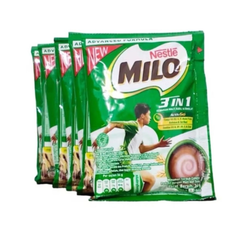Milo 3 in 1 Sachet 1 Renceng isi 10 Pcs