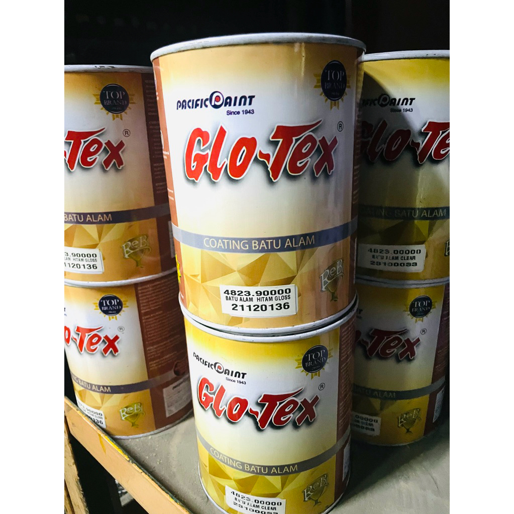 Cat Batu Alam GloTex Clear Gloss / Hitam Gloss / Coating Batu / Vernis Batu / Pelapis Batu Alam