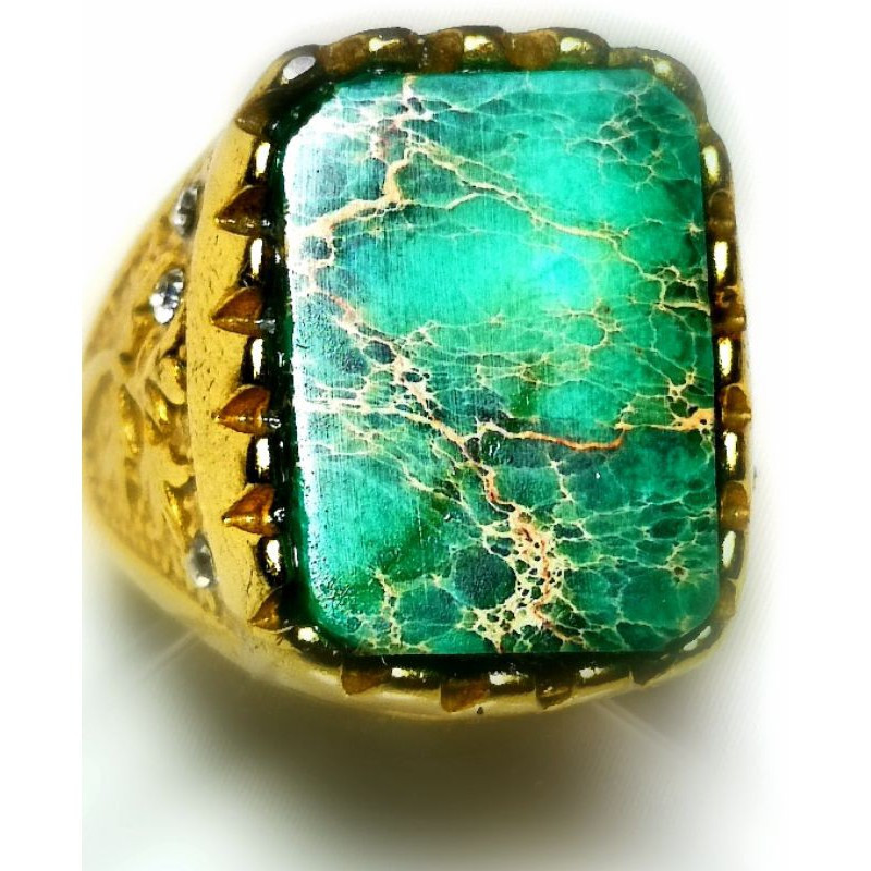 CINCIN BATU AKIK PIRUS KOTAK RING TITANIUM KEREN | CBA-434