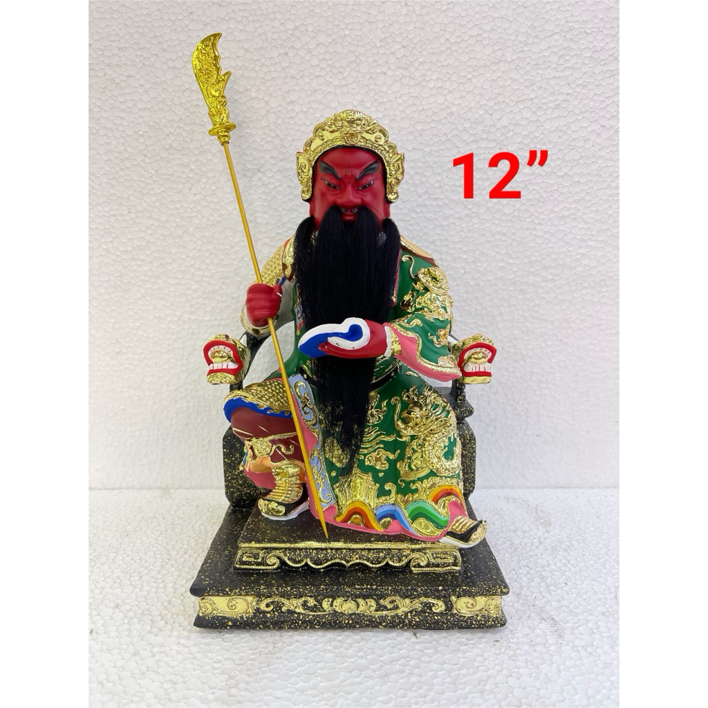 patung dewa kwankong - kwan kong - Kuan Kong duduk 12in kayu