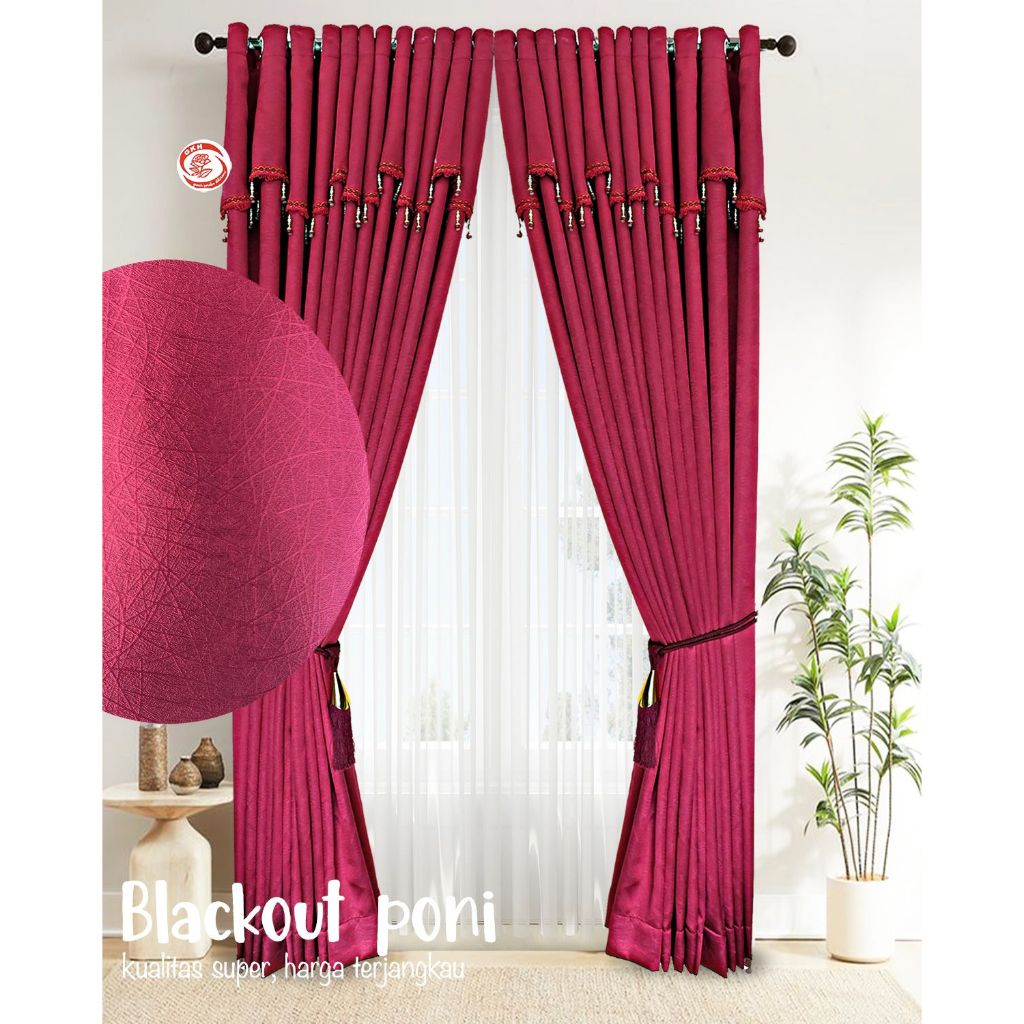 GORDEN TIRAI BLACKOUT JENDELA PONI POLOS GLOSSY MINIMALIS AESTHETIC MEWAH PINTU KAMAR TIDUR PREMIUM