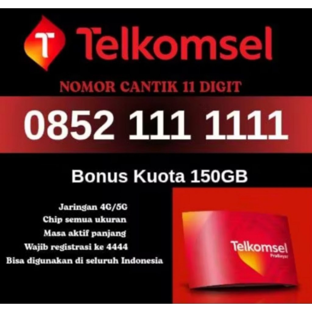Kartu Perdana Cantik Telkomsel Ok Baru Segel Nasional Nomor Cantik 4G/5G Edisi Terbatas Dan Bonus Ko