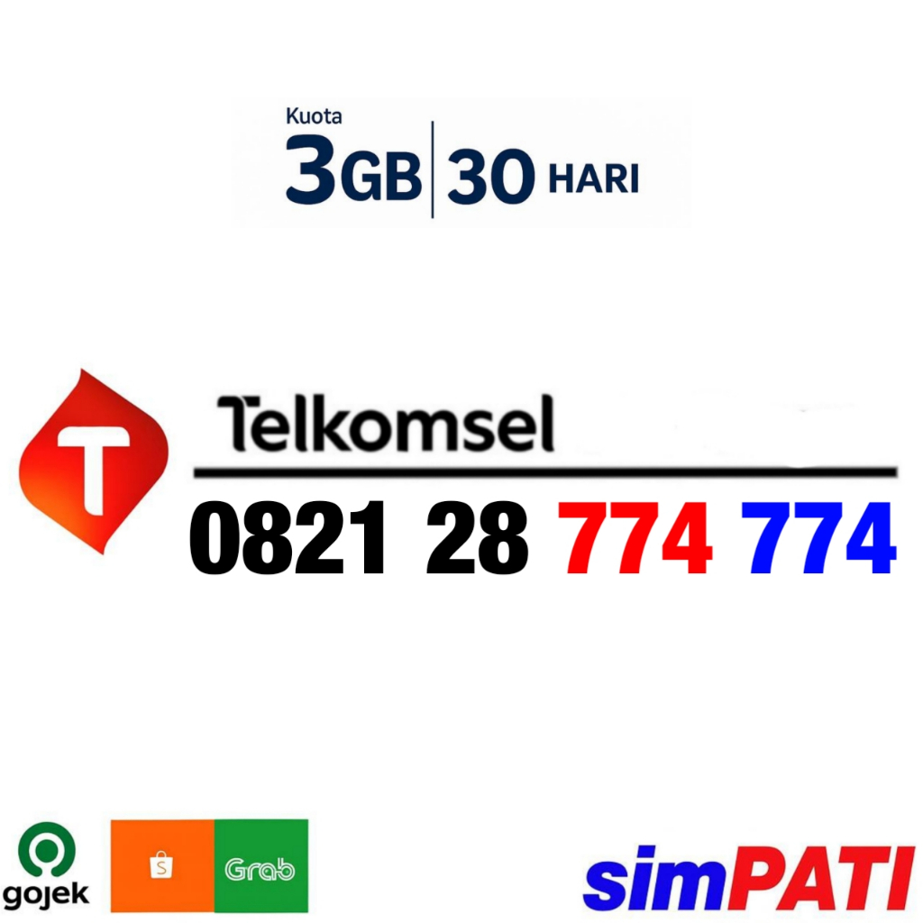 INCLUDE KOUTA 3GB -  Kartu Perdana Nomor Cantik Telkomsel Simpati - O821 28 774 774