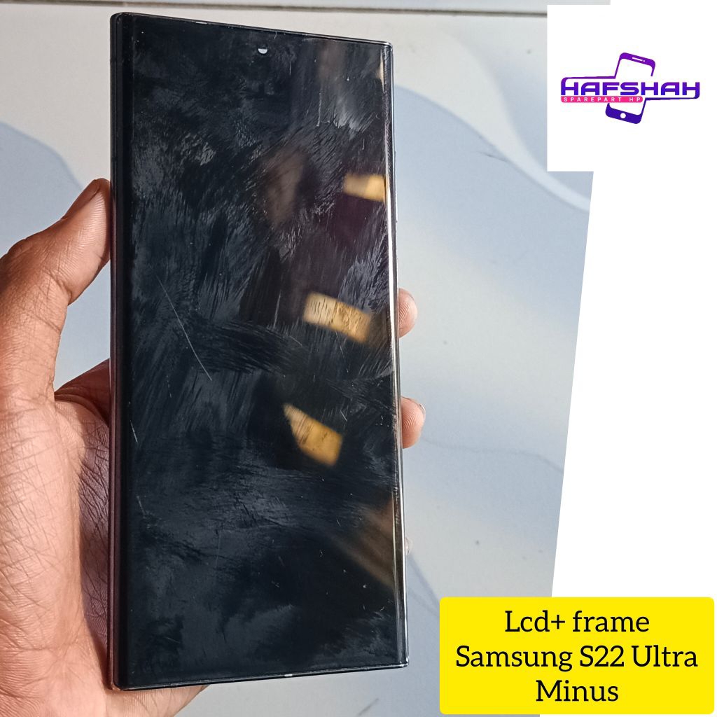 LCD plus Frame Samsung S22 Ultra Ori copotan minus garis