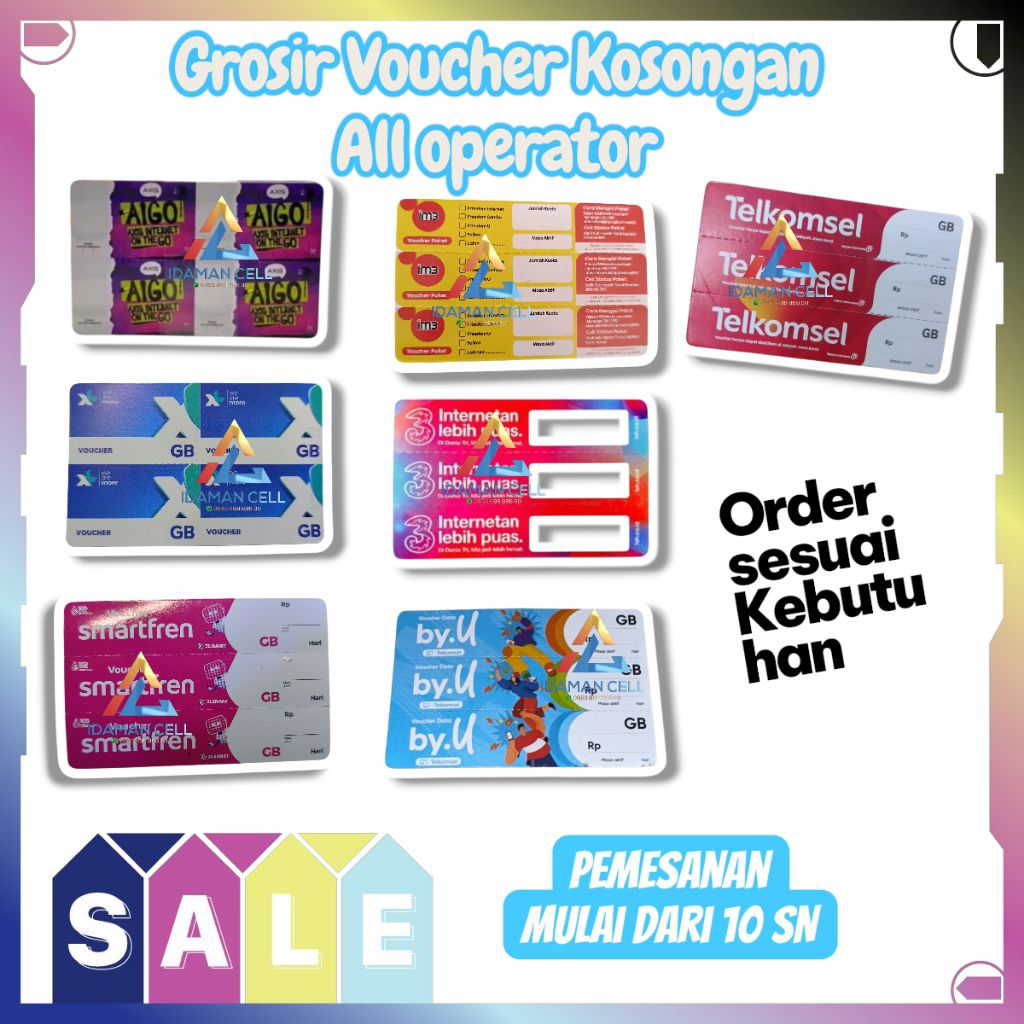 VOUCHER KOSONGAN ALL OPERATOR ( AXIS XL INDOSAT SMARTFREN THREE TELKOMSEL)