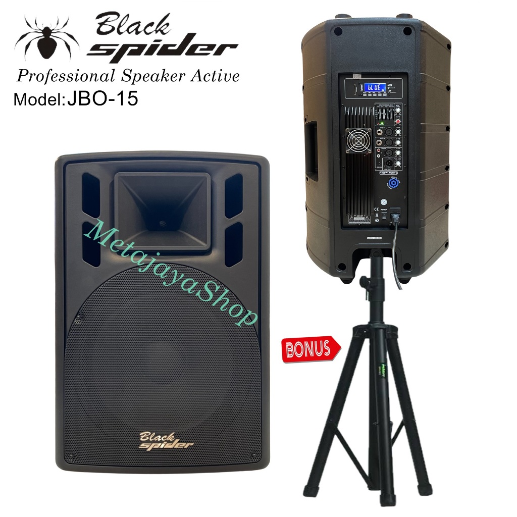 SPEAKER AKTIF  BlackSpider 15'' ACTIVE SPEAKER  Black Spider JBO15 , EQUALIZER , ECHO , BT , USB