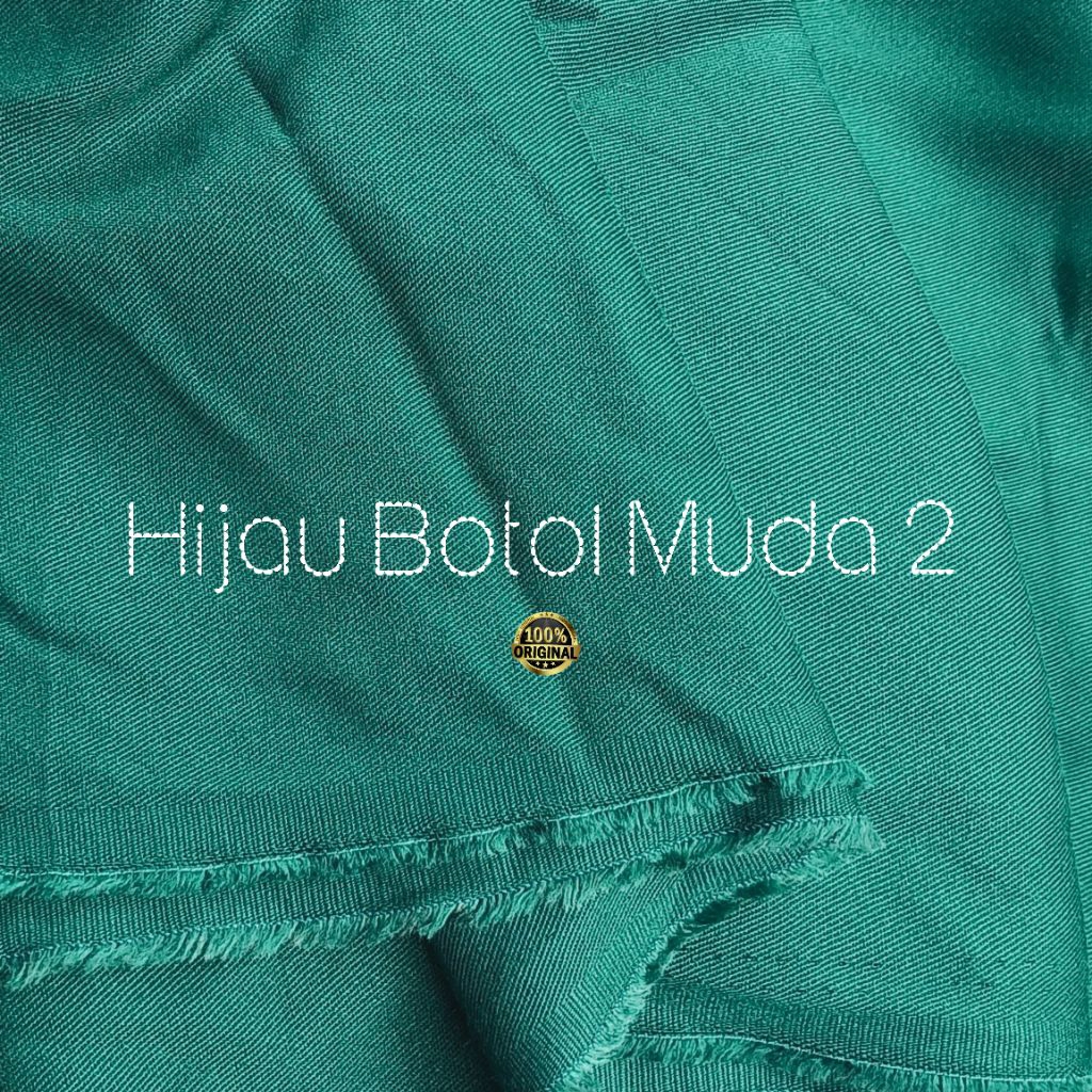 Kain Rayon Twill Premium Hijau Botol Muda 2 (Tebal, Kuat, Jatuh dan Adem) 100% Rayon Per 0,5 meter