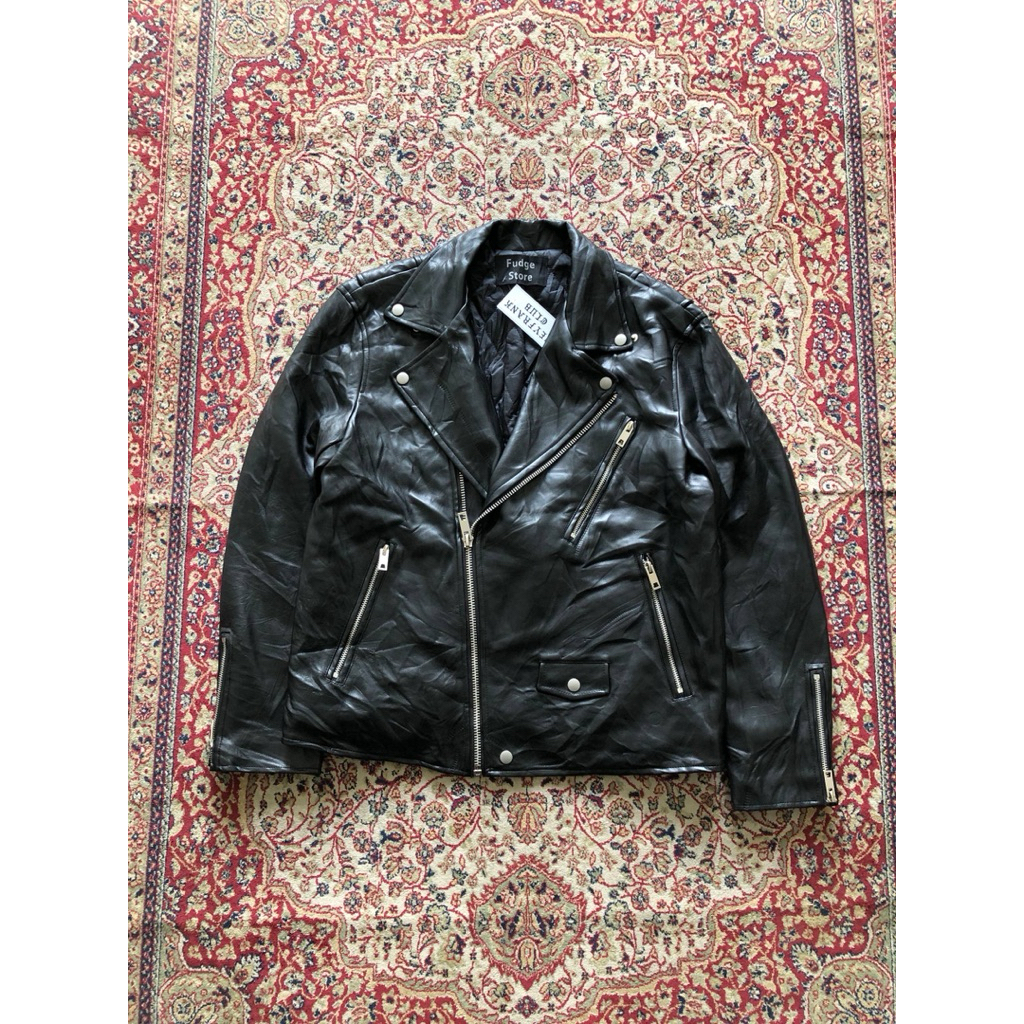 Lafudge store leather synthetic rider jacket Vintage leather jacket Vintage bikers jacket 537