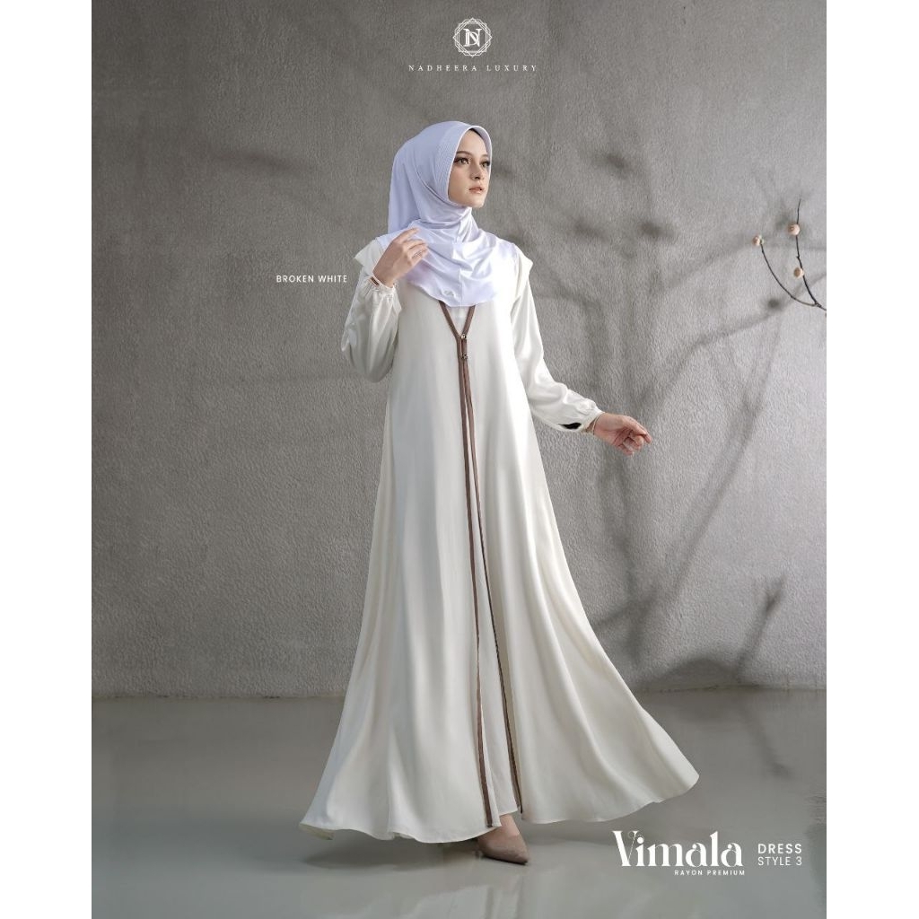 DRESS HITAM PUTIH VIMALA DRESS NADHEERA LUXUXRY / KASUAL MEWAH PESTA GAMIS TERBARU