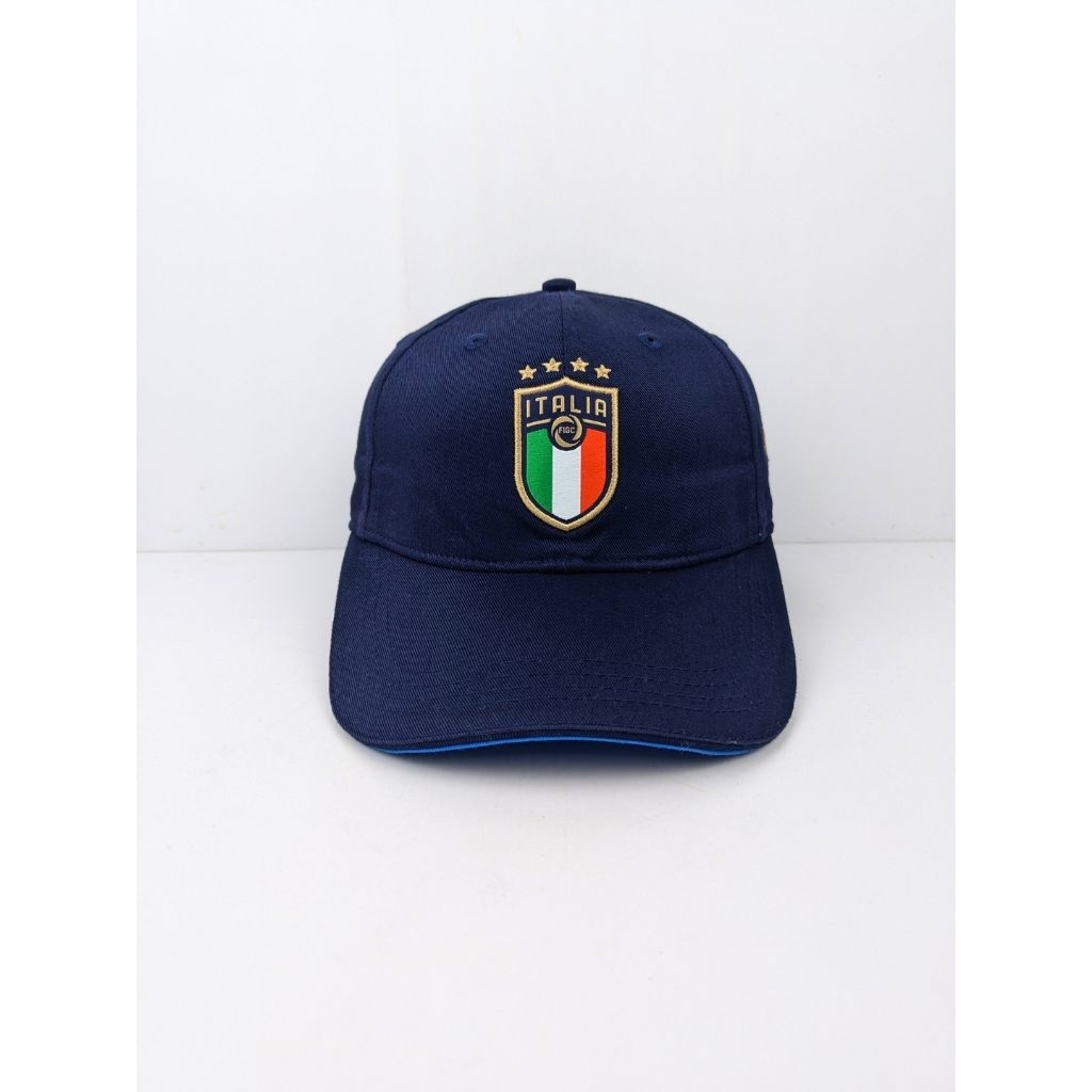 Topi P*m4 Italia FIGC Football Federation Blue White Red Green Simpel Kasual Skena Sepak Bola