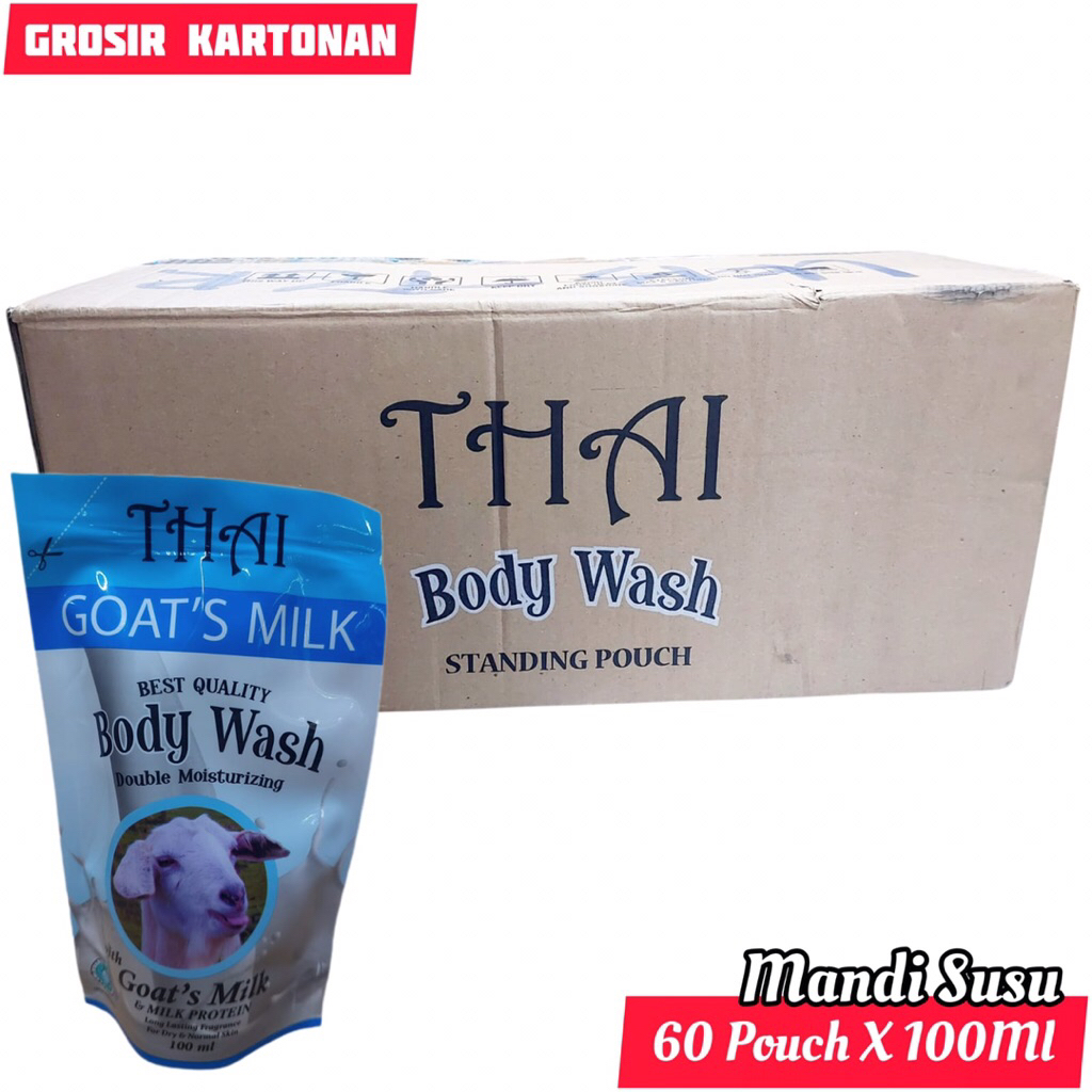Paket 120 Pouch Body Wash Thai Goat's Milk 100ml Kartonan Sabun Extra Susu Double Moisturizing