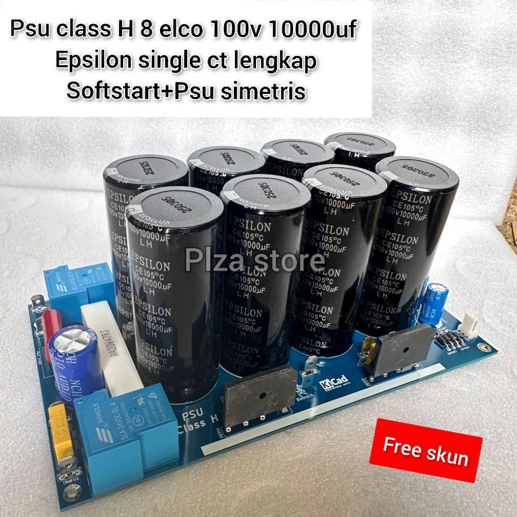 Psu class H single Ct 8 elco 100v 10000uf EPSILON LH original lengkap Softstart+psu simetris