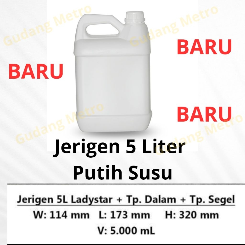 Jerigen Plastik/5 Liter/Putih Susu/