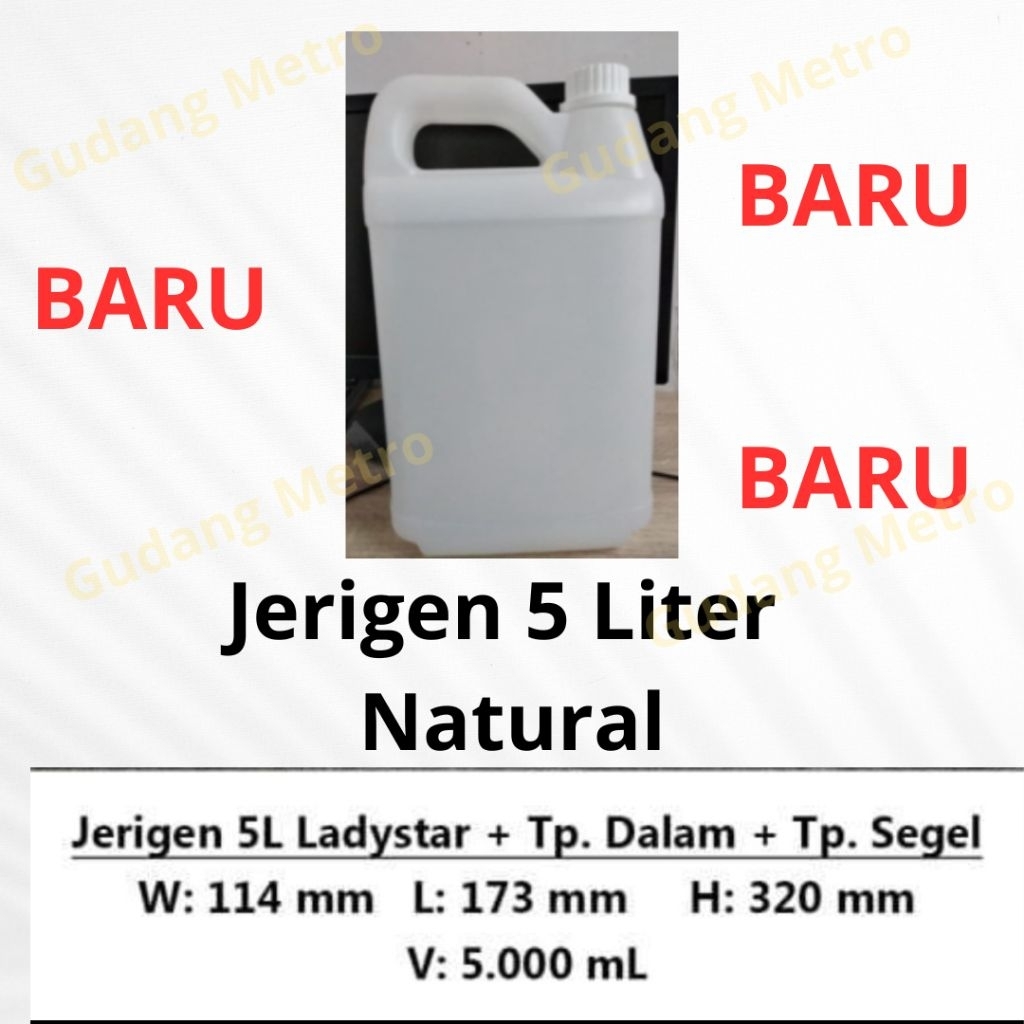 Jerigen Plastik/5 Liter/Natural/Bening/Transparan