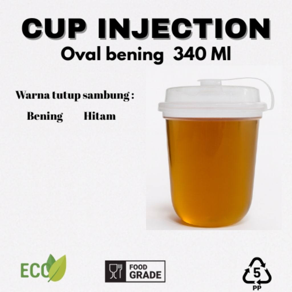 (Isi 25 Pcs) Cup injection ukuran 380 Ml (14 Oz)/ PP Cup  injection/ Gelas datar Cup Injection 400 m